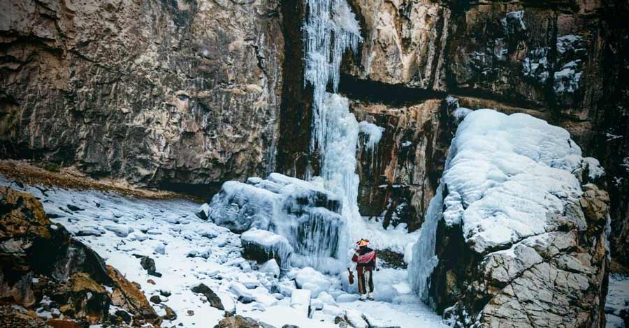 Frozen waterfalls of Panahua Arequipa Peru