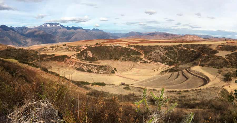 Moray Peru concentric inca terraces panoramic view