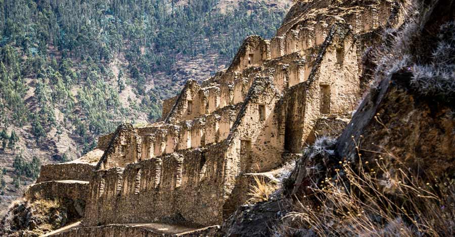 Ollantaytambo colcas in the sacred valley