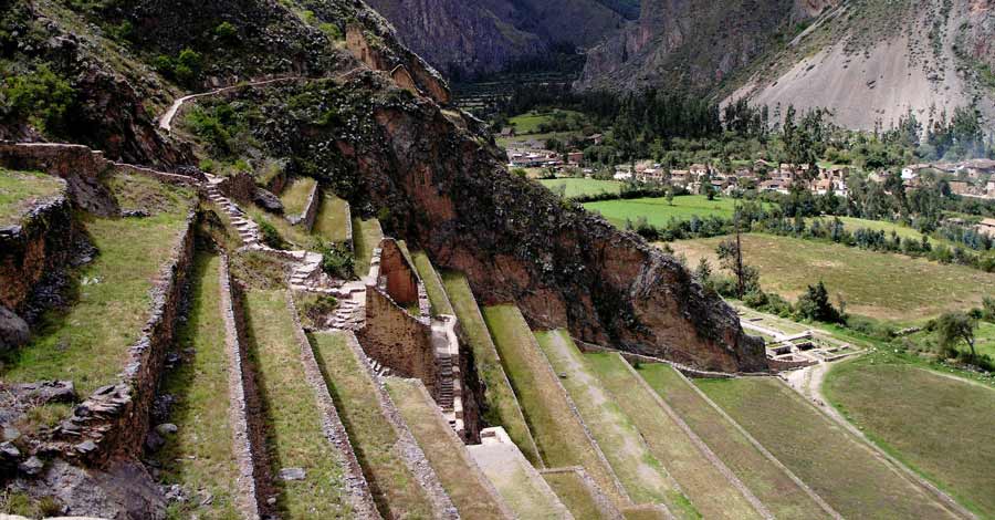 Ollantaytambo inca terraces in the sacred valley