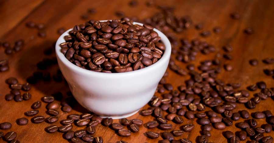 Coffee beans in a cup, peruvian coffee