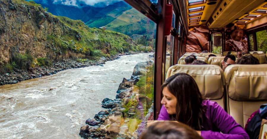 Inca Rail or Peru Rail - inside Inca rail train