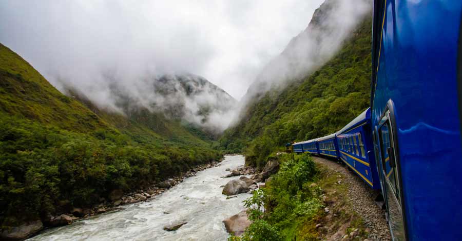 Inca rail or Peru Rail - panoramic view from railway