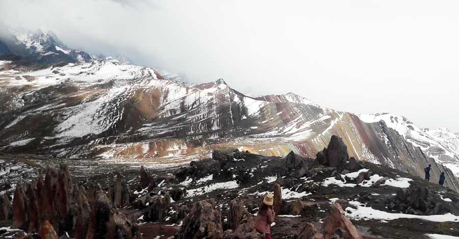 Palccoyo Rainbow Mountains with snow, Auri Peru