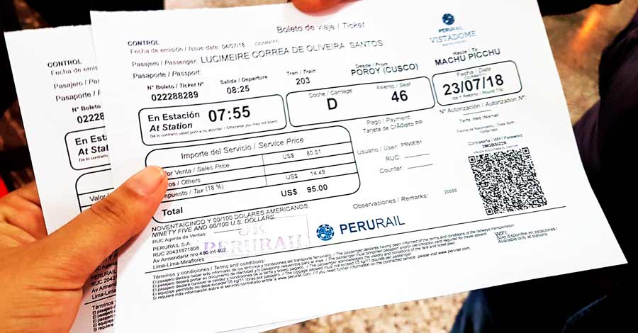 Train tickets to Machu Picchu Peru Rail - Auri