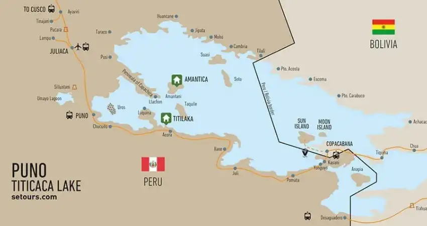 peru tourist map lake titicaca