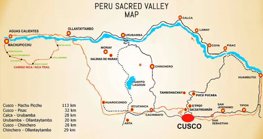 peru tourist map sacred valley